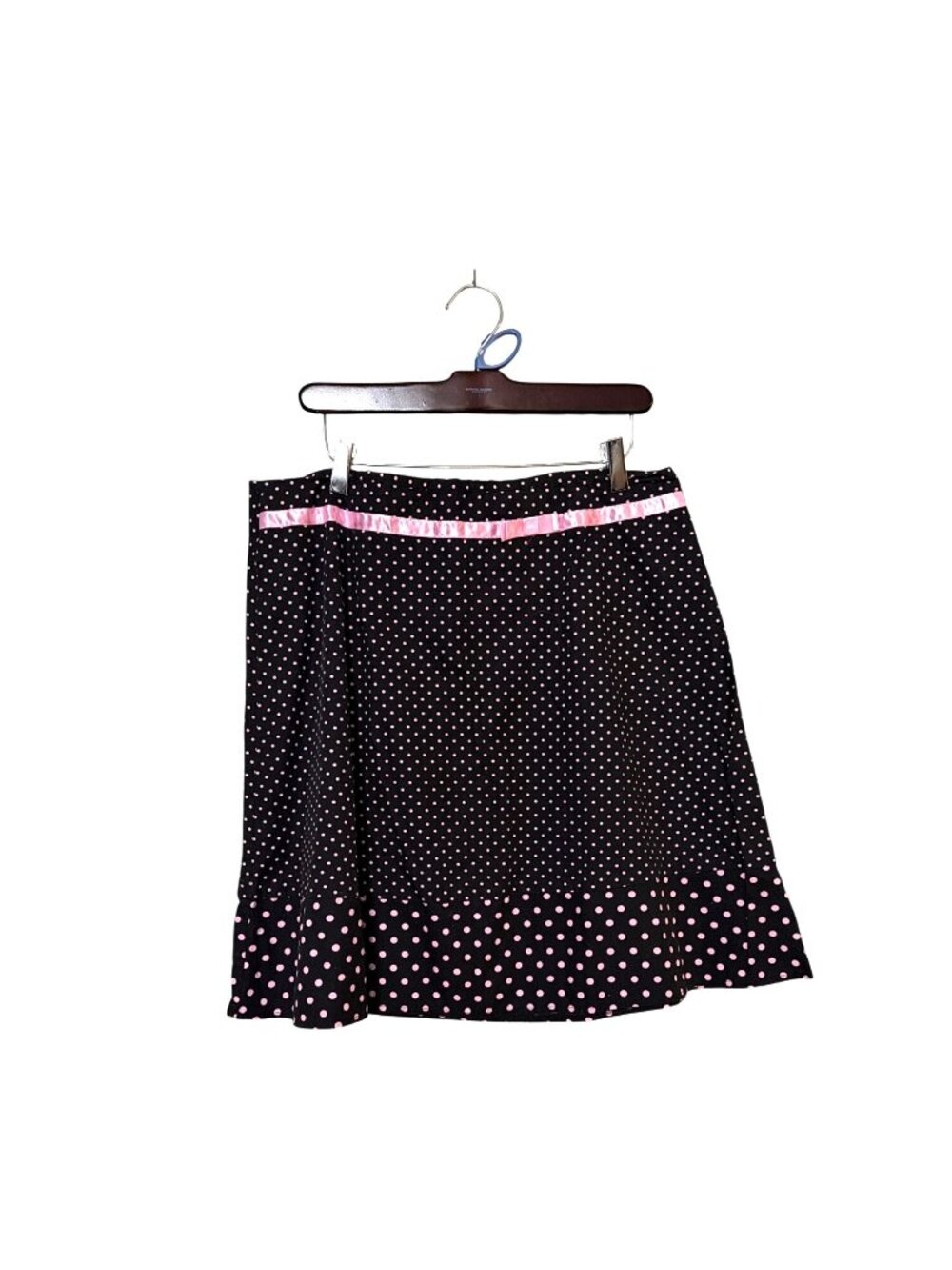 No Boundaries Juniors Black & Pink Polka Dot Skirt With Satin Ribbon Size 15